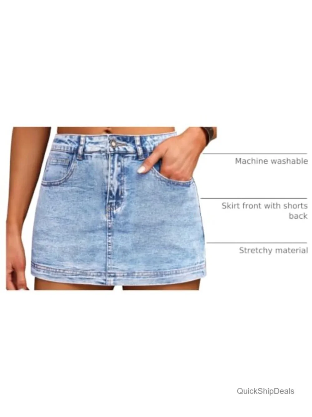 Women's High Waist Denim Skort Stretch Jean Skirt with Pockets